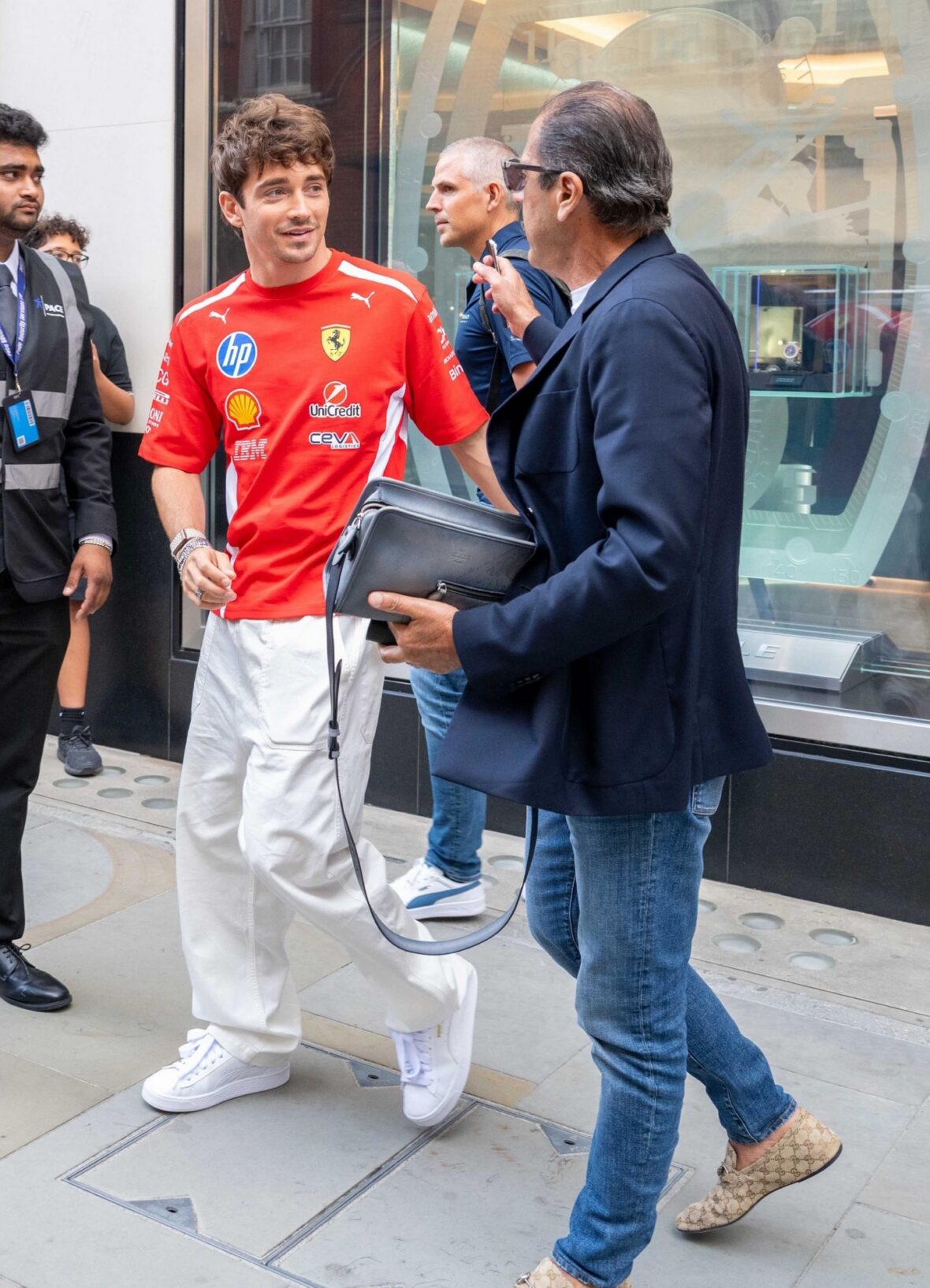 Charles Leclerc leaving Richard Mille store in London