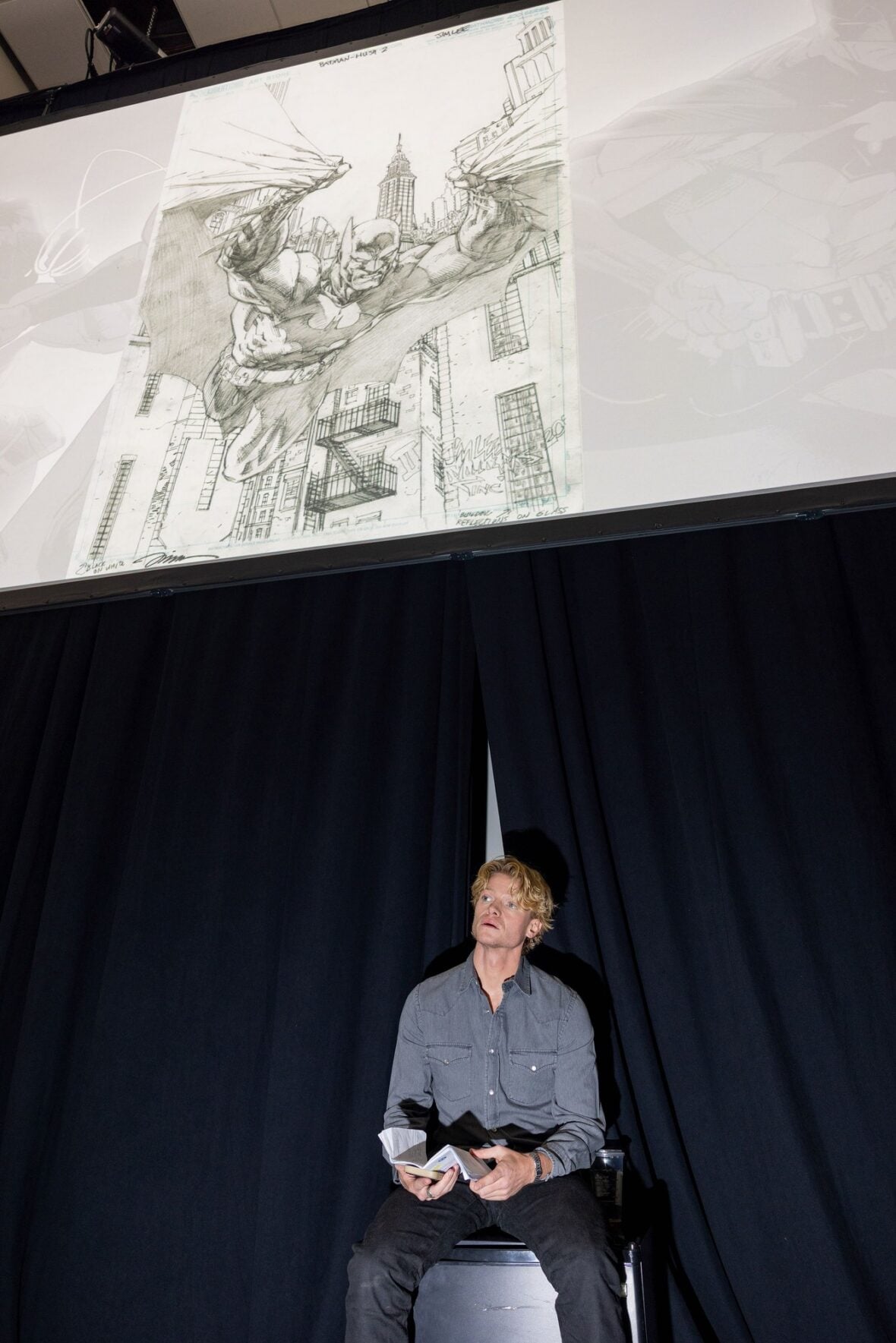 Tom Rhys Harries at Clayface panel at Comic-Con