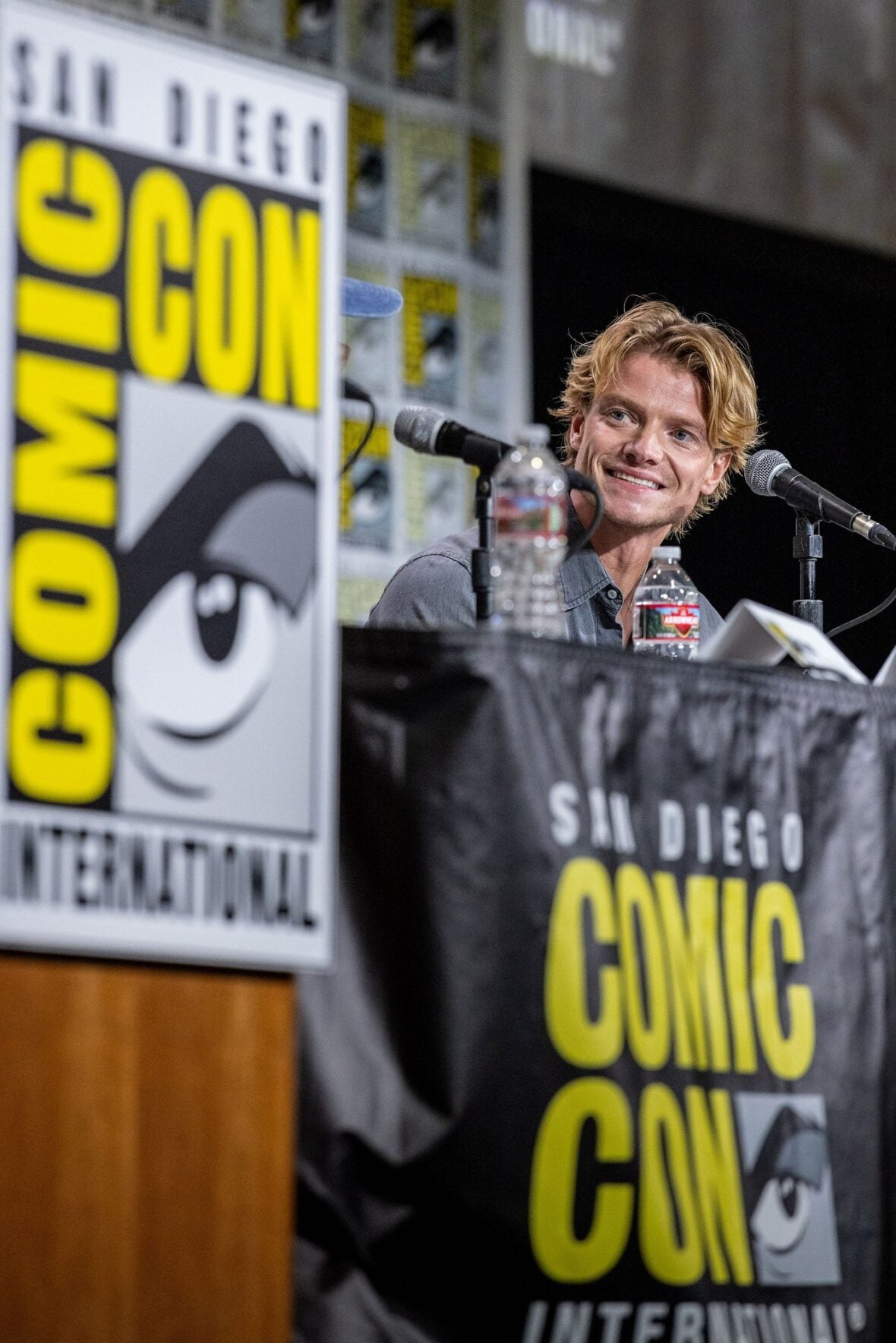 Tom Rhys Harries at Clayface panel at Comic-Con