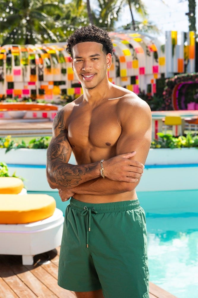 Corbin Mims poses inside the Love Island USA villa