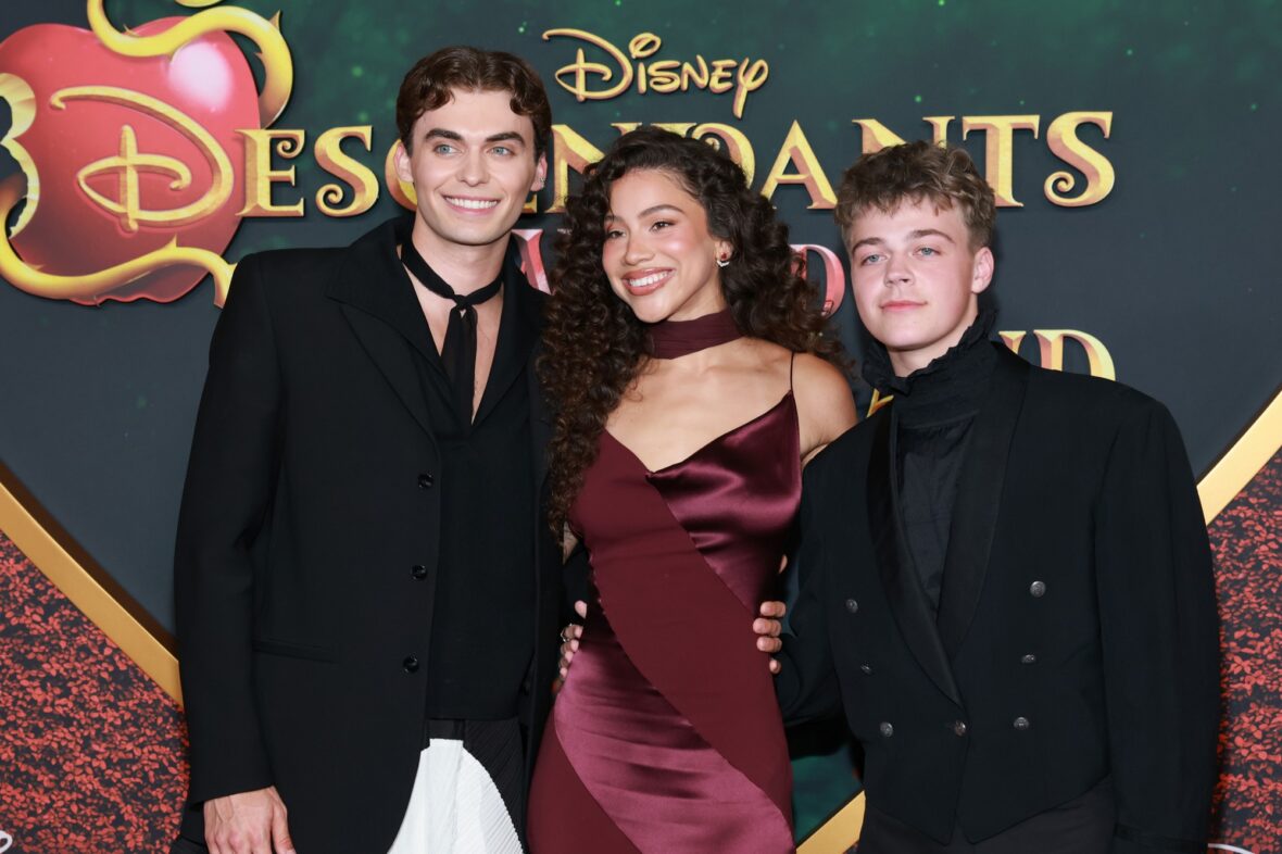 Ryan McEwen, Kiara Romero and Dayton Paradis attend the Descendants: Wicked Wonderland premiere