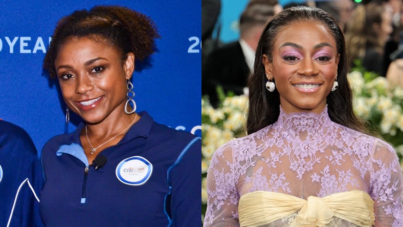 Photos of Dominique Dawes and Sha'Carri Richardson at separate events