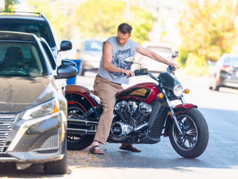 Drew Starkey goes for motorcycle ride