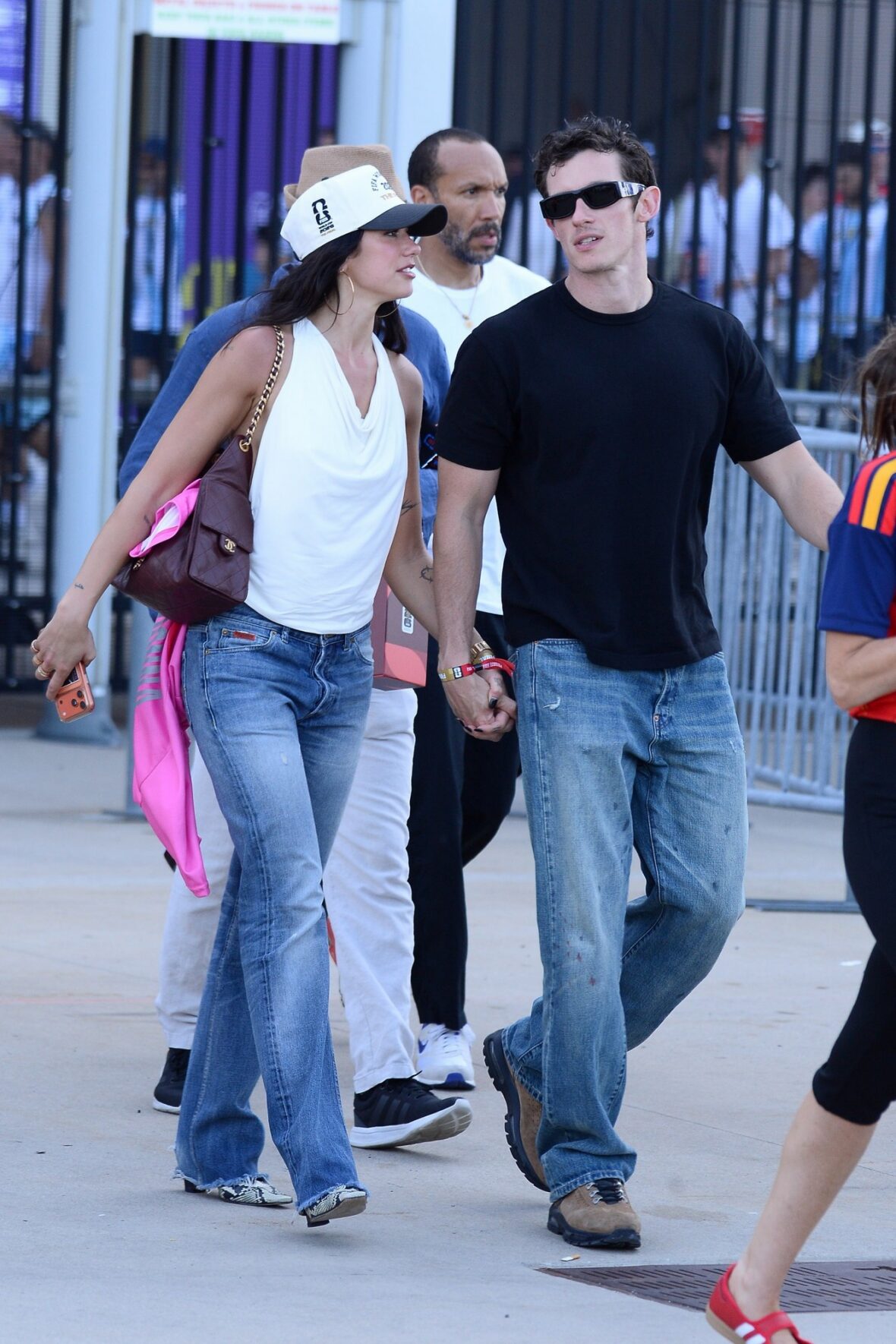 Dua Lipa and Callum Turner leave MetLife Stadium after attending World Cup