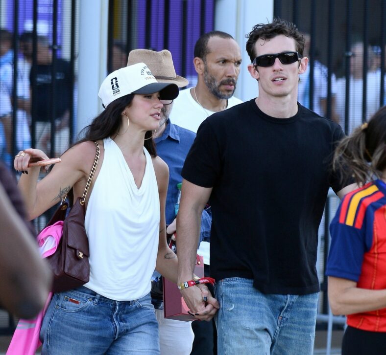 Dua Lipa and Callum Turner leave MetLife Stadium after attending World Cup