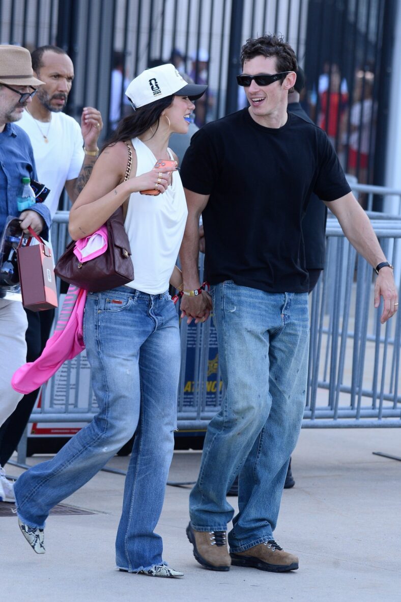 Dua Lipa and Callum Turner leave MetLife Stadium after attending World Cup
