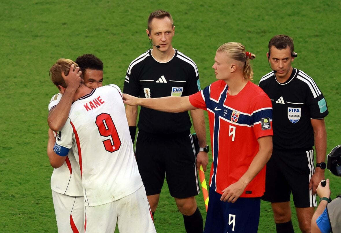Erling Haaland and Harry Kane at England vs Norway World Cup game