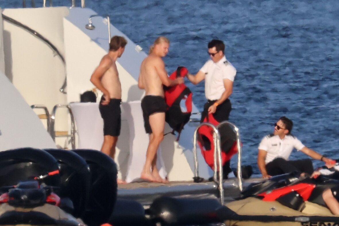 Erling Haaland shirtless on yacht