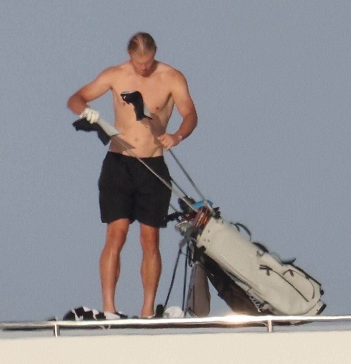 Erling Haaland shirtless on yacht