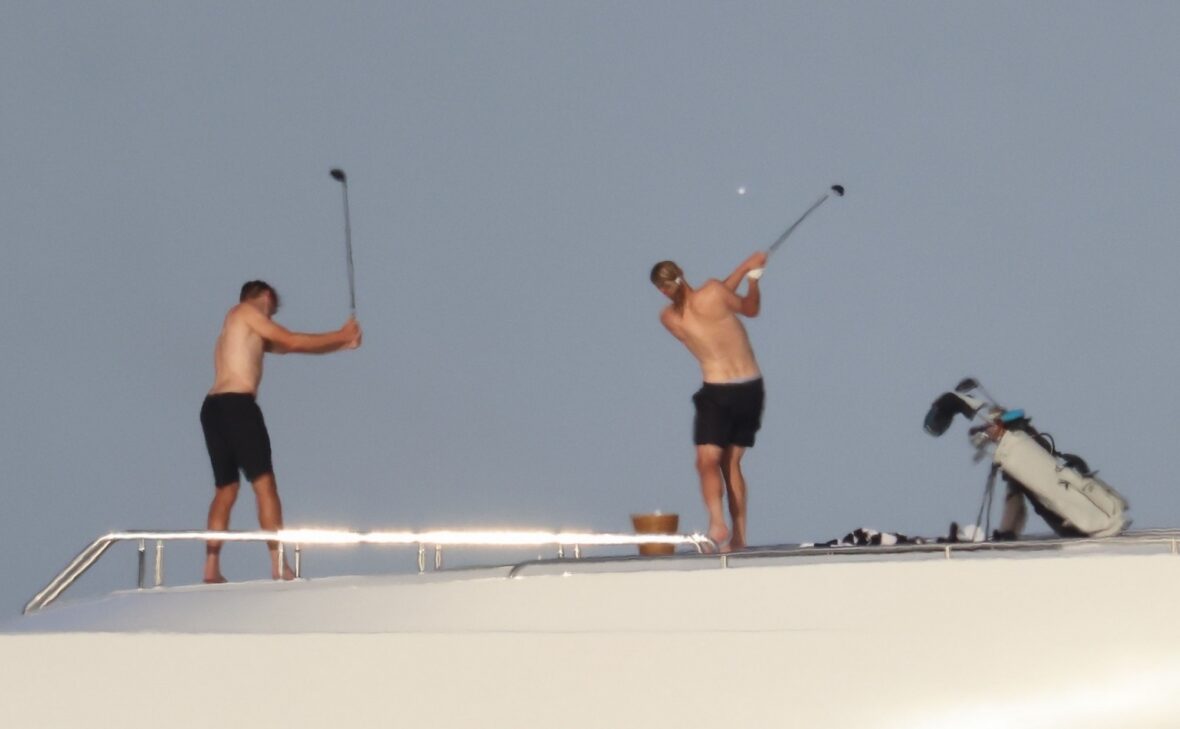 Erling Haaland shirtless on yacht