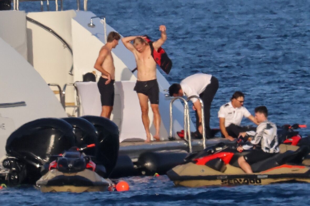Erling Haaland shirtless on yacht