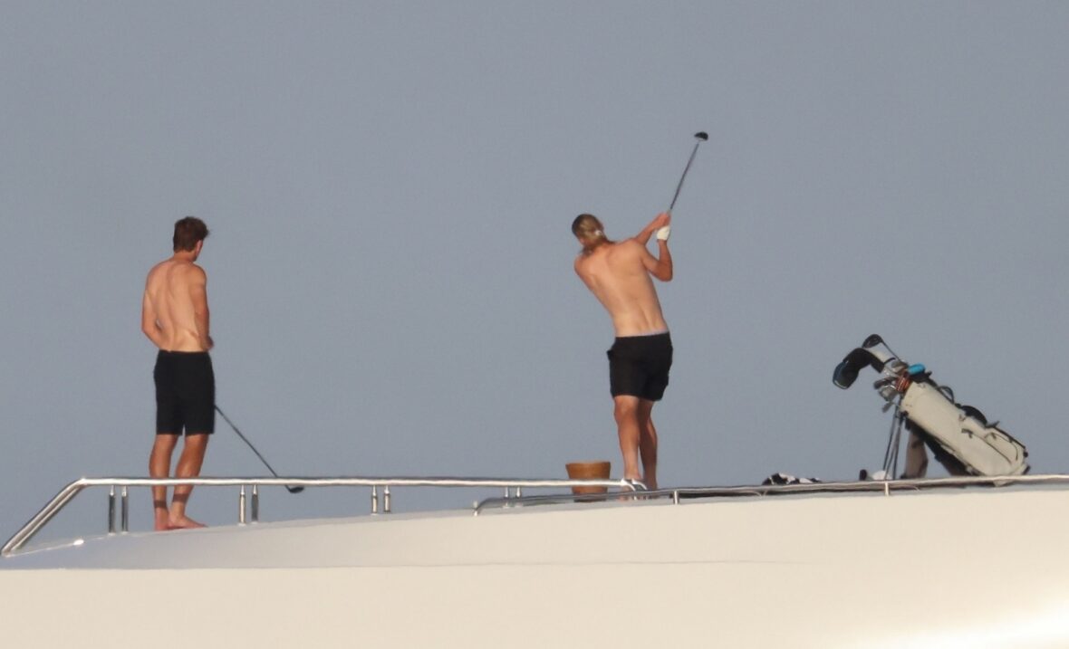 Erling Haaland shirtless on yacht