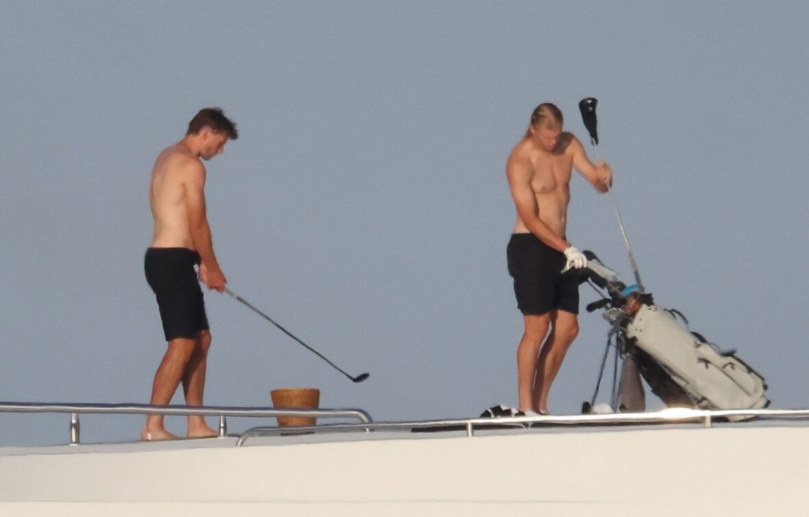 Erling Haaland shirtless on yacht