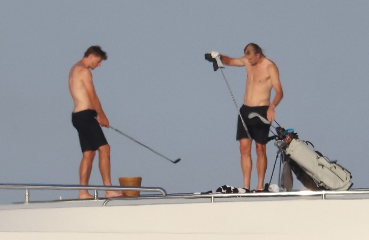 Erling Haaland shirtless on yacht