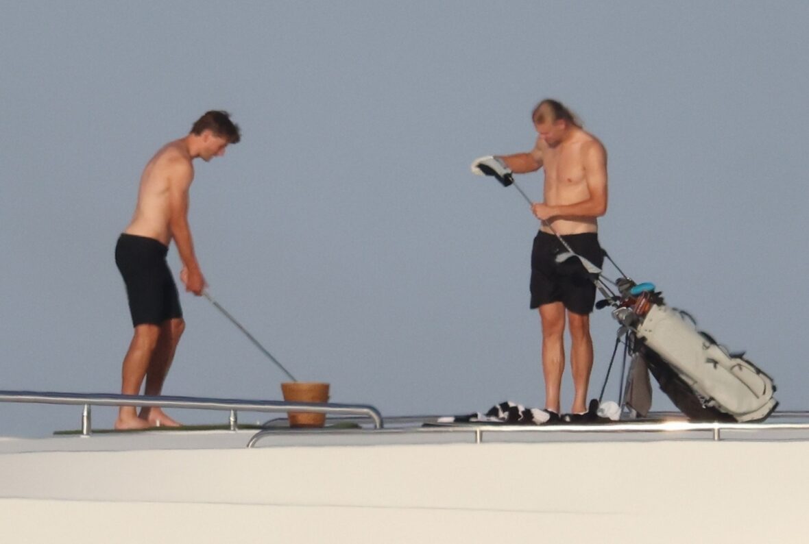 Erling Haaland shirtless on yacht