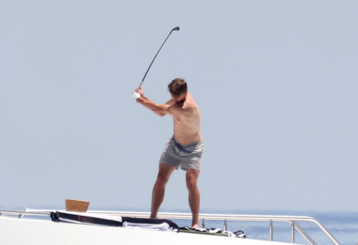Erling Haaland shirtless on yacht