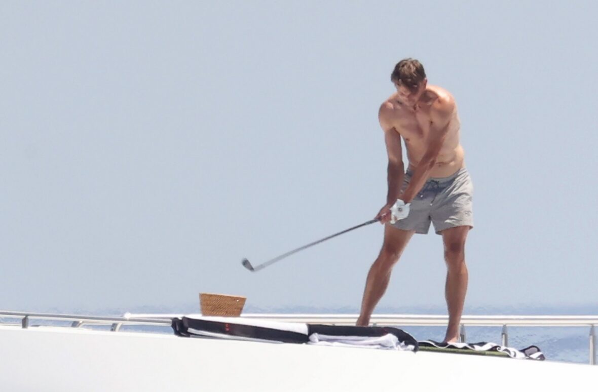 Erling Haaland shirtless on yacht