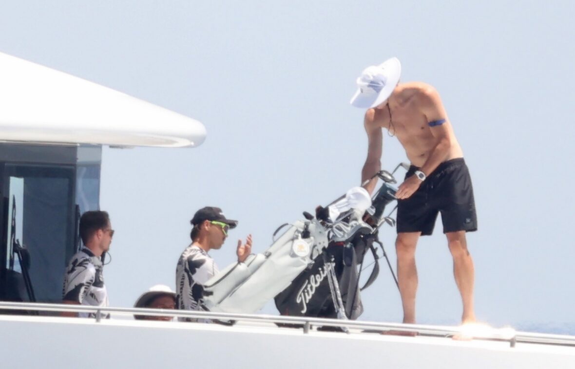 Erling Haaland shirtless on yacht