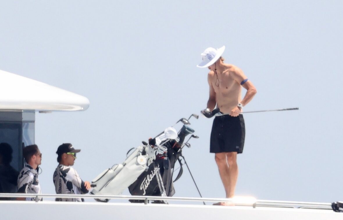 Erling Haaland shirtless on yacht