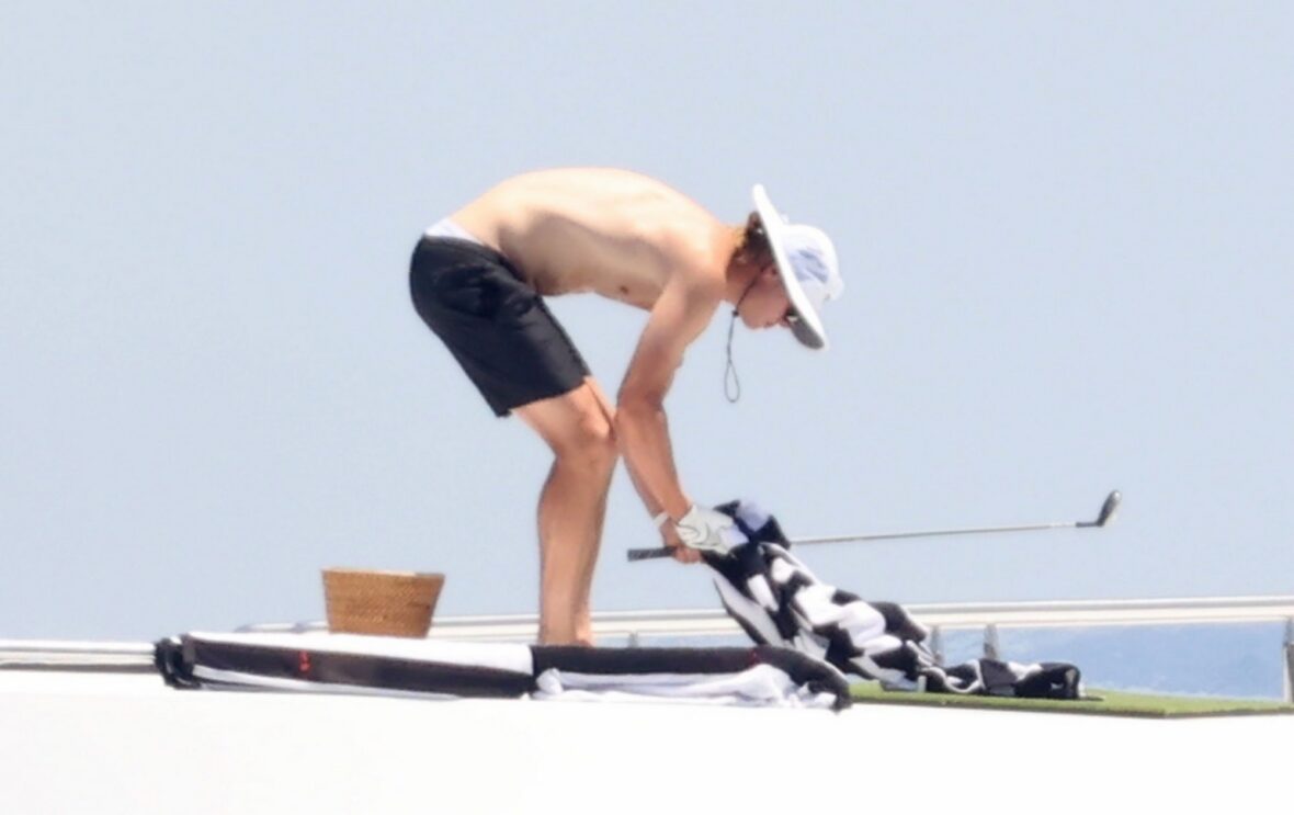 Erling Haaland shirtless on yacht