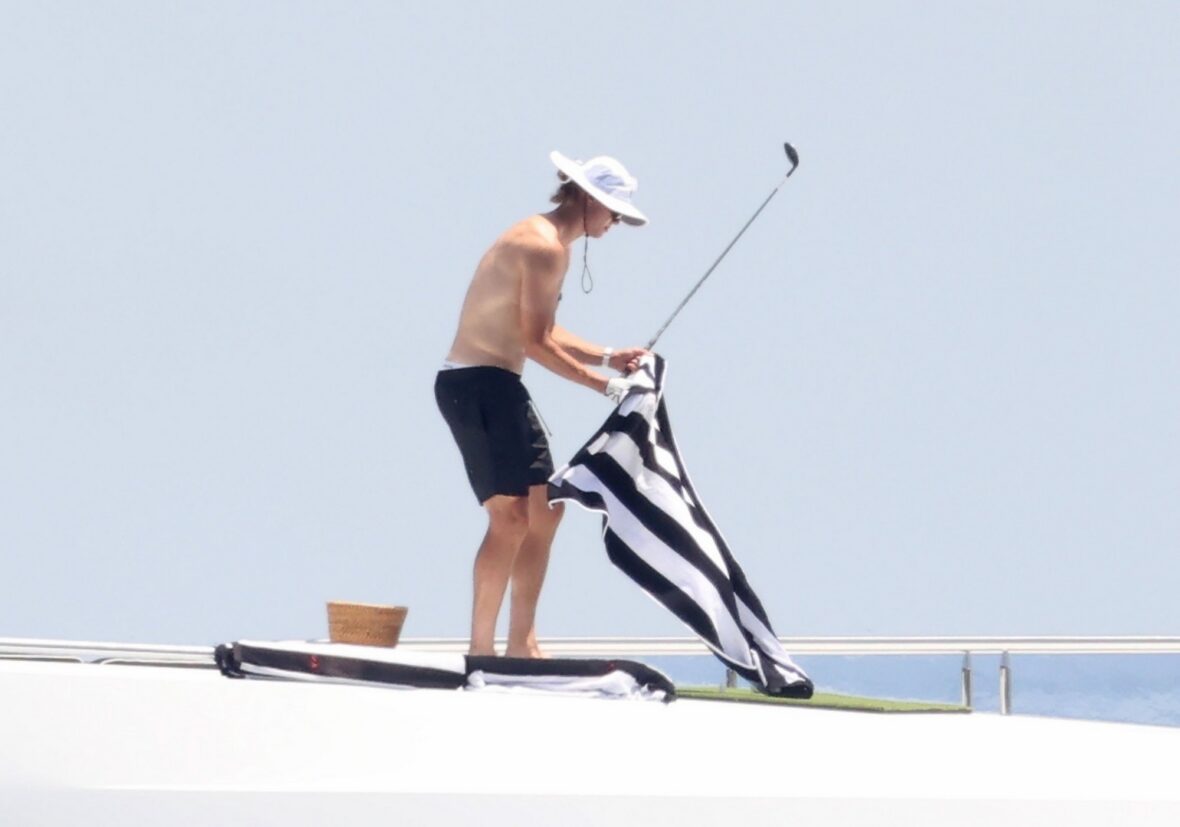 Erling Haaland shirtless on yacht