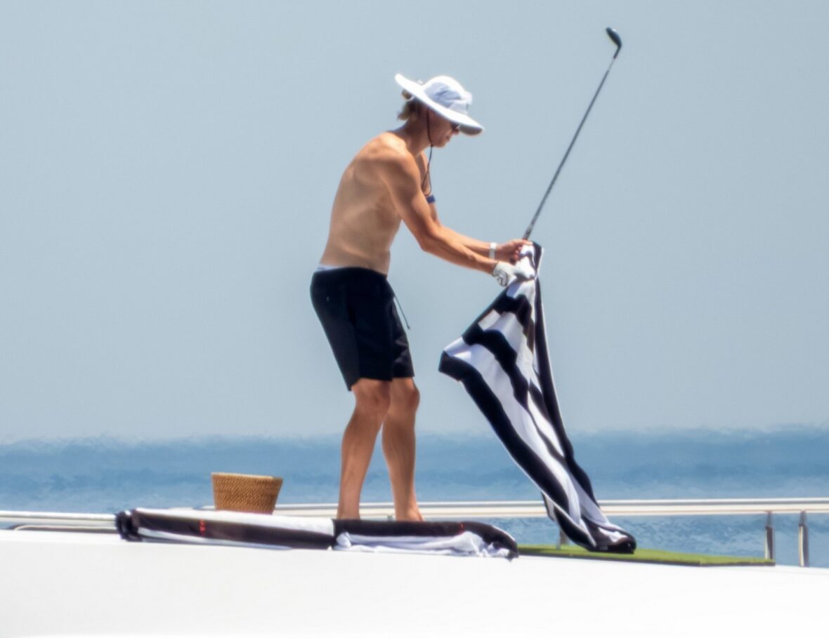 Erling Haaland shirtless on yacht