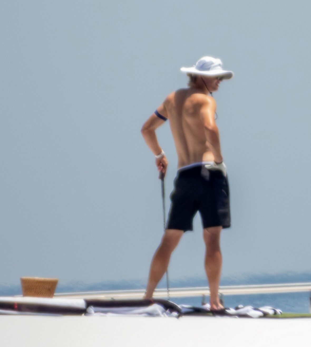 Erling Haaland shirtless on yacht