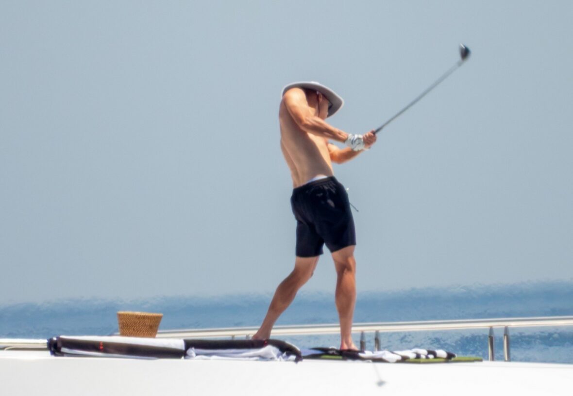 Erling Haaland shirtless on yacht