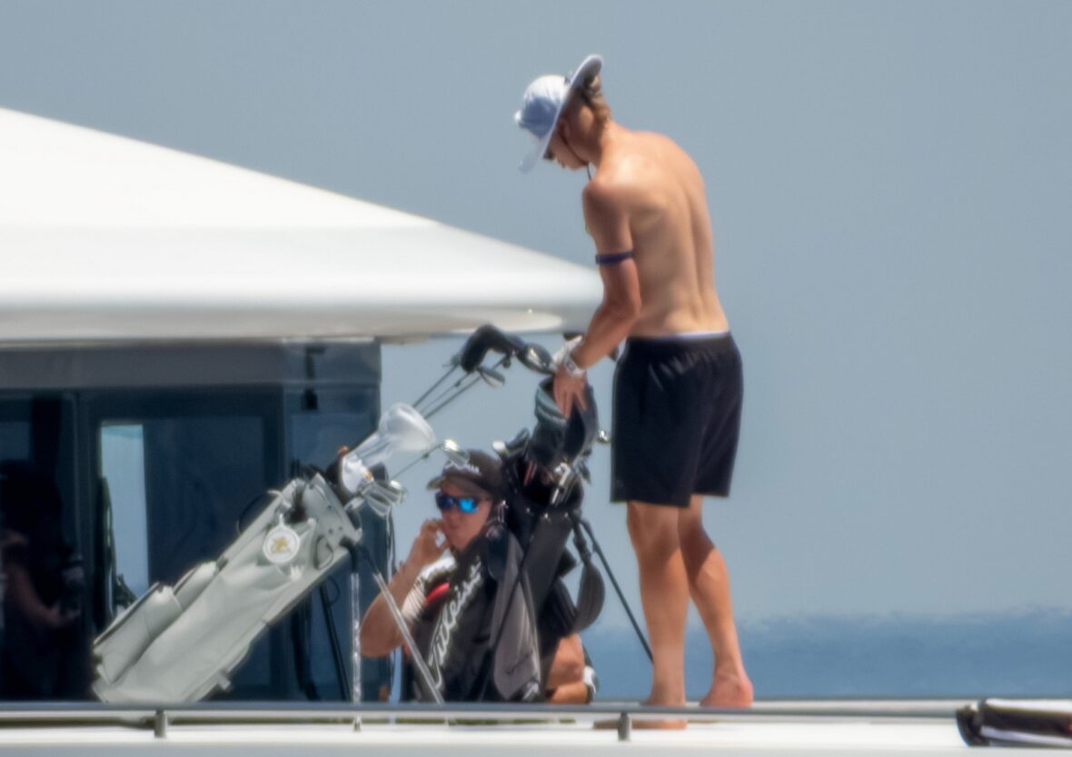 Erling Haaland shirtless on yacht