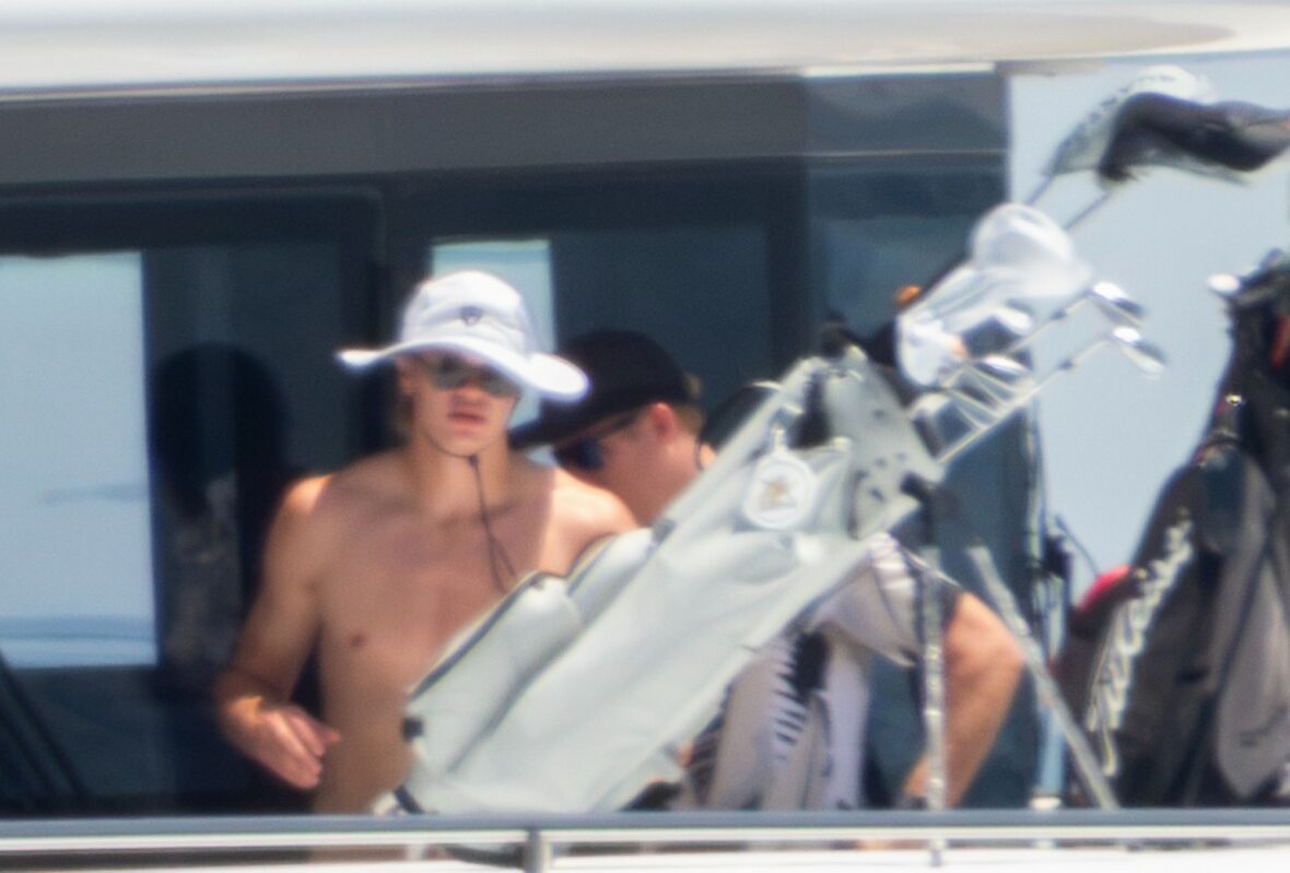 Erling Haaland shirtless on yacht