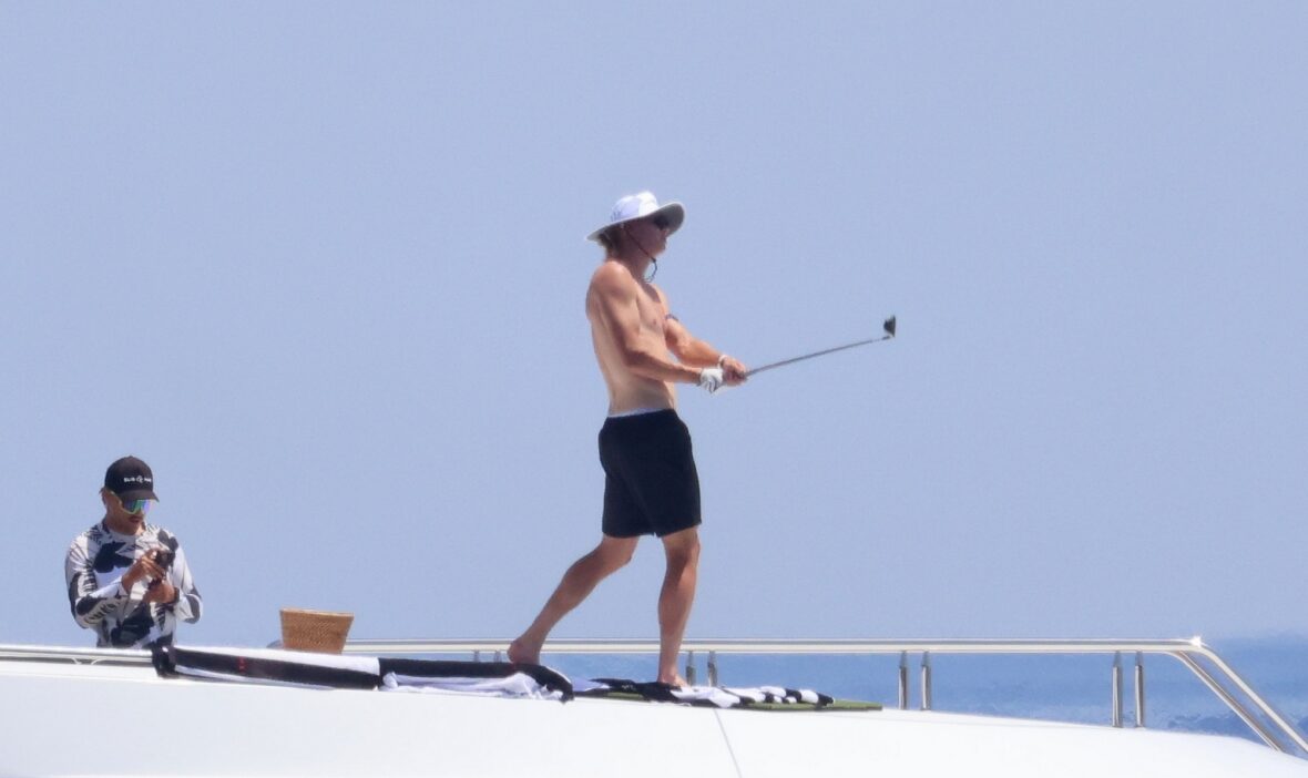 Erling Haaland shirtless on yacht