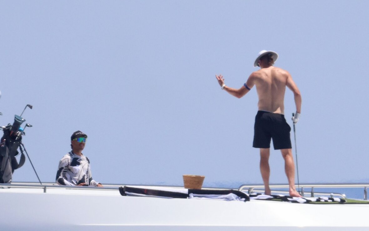 Erling Haaland shirtless on yacht