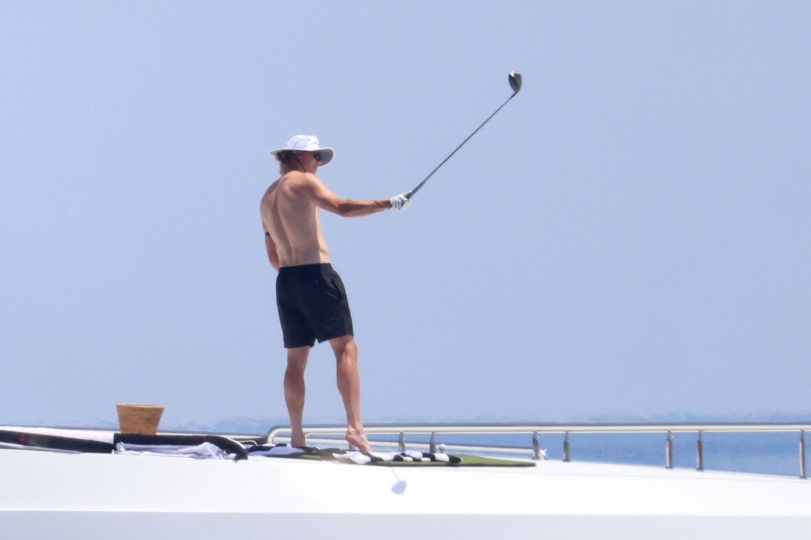Erling Haaland shirtless on yacht