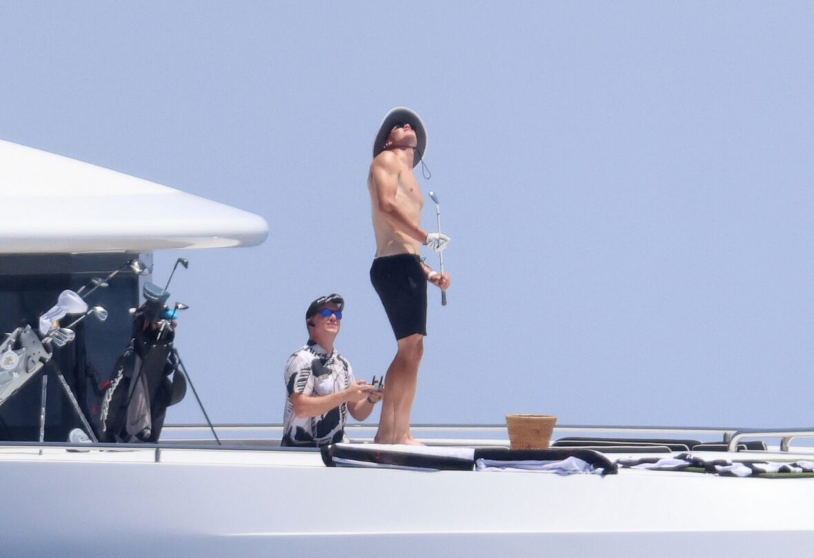 Erling Haaland shirtless on yacht