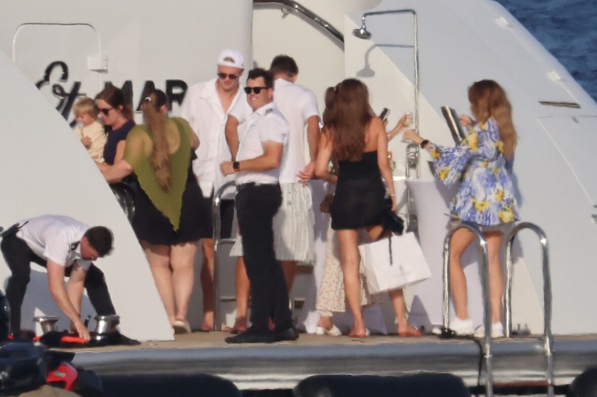 Erling Haaland shirtless on yacht