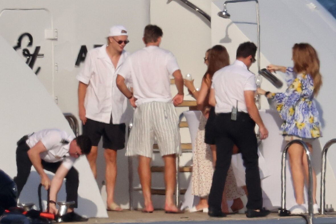 Erling Haaland shirtless on yacht