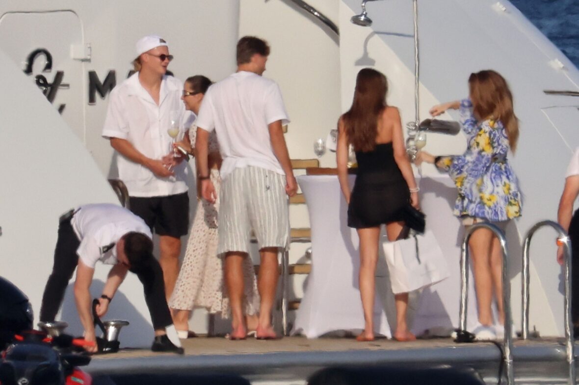 Erling Haaland shirtless on yacht