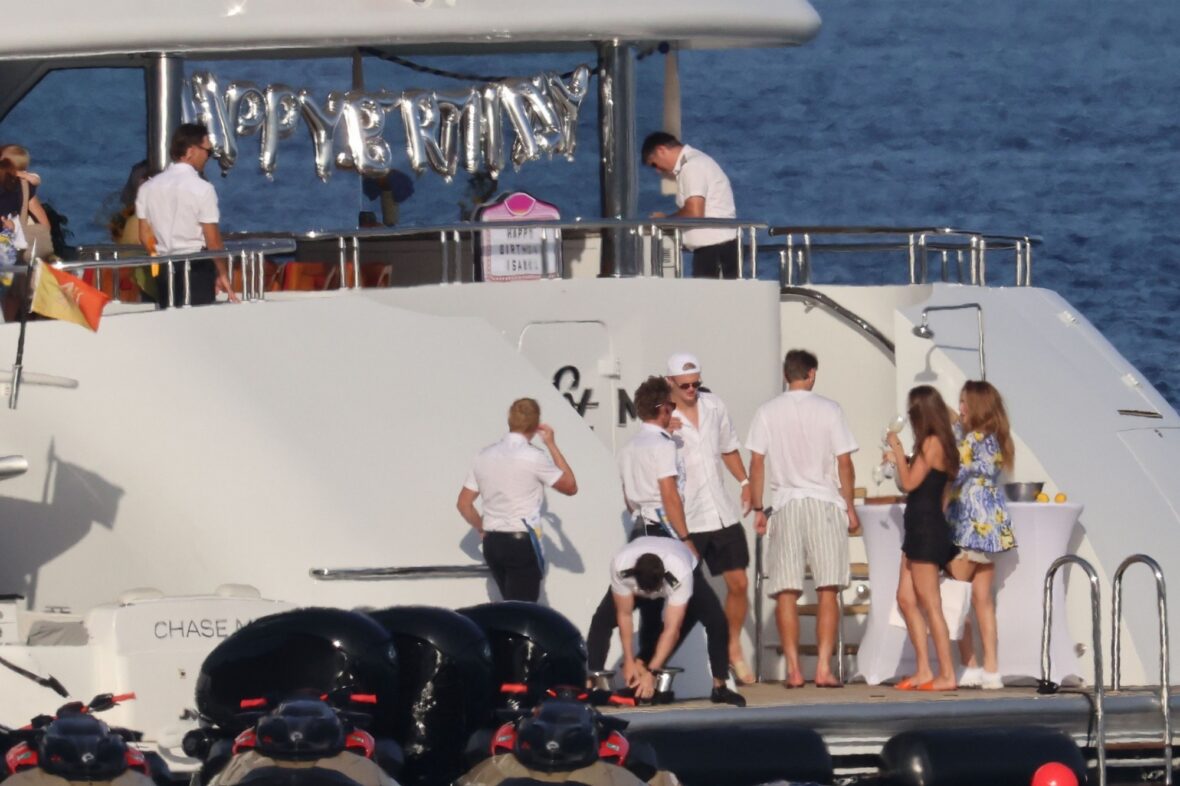 Erling Haaland shirtless on yacht