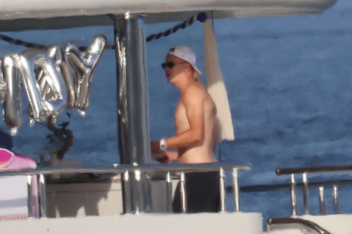 Erling Haaland shirtless on yacht