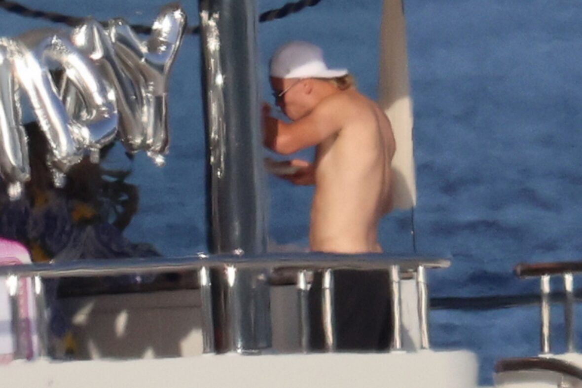 Erling Haaland shirtless on yacht