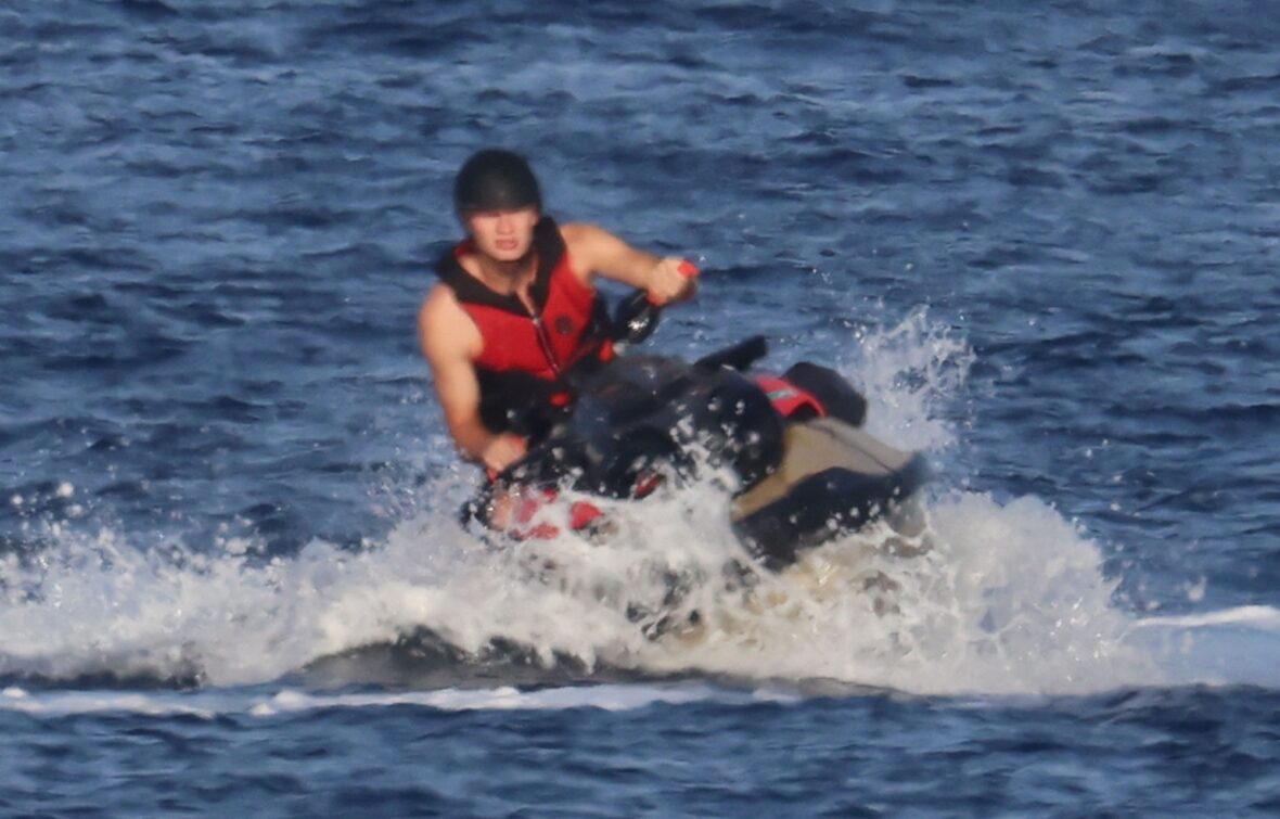 Erling Haaland shirtless on yacht