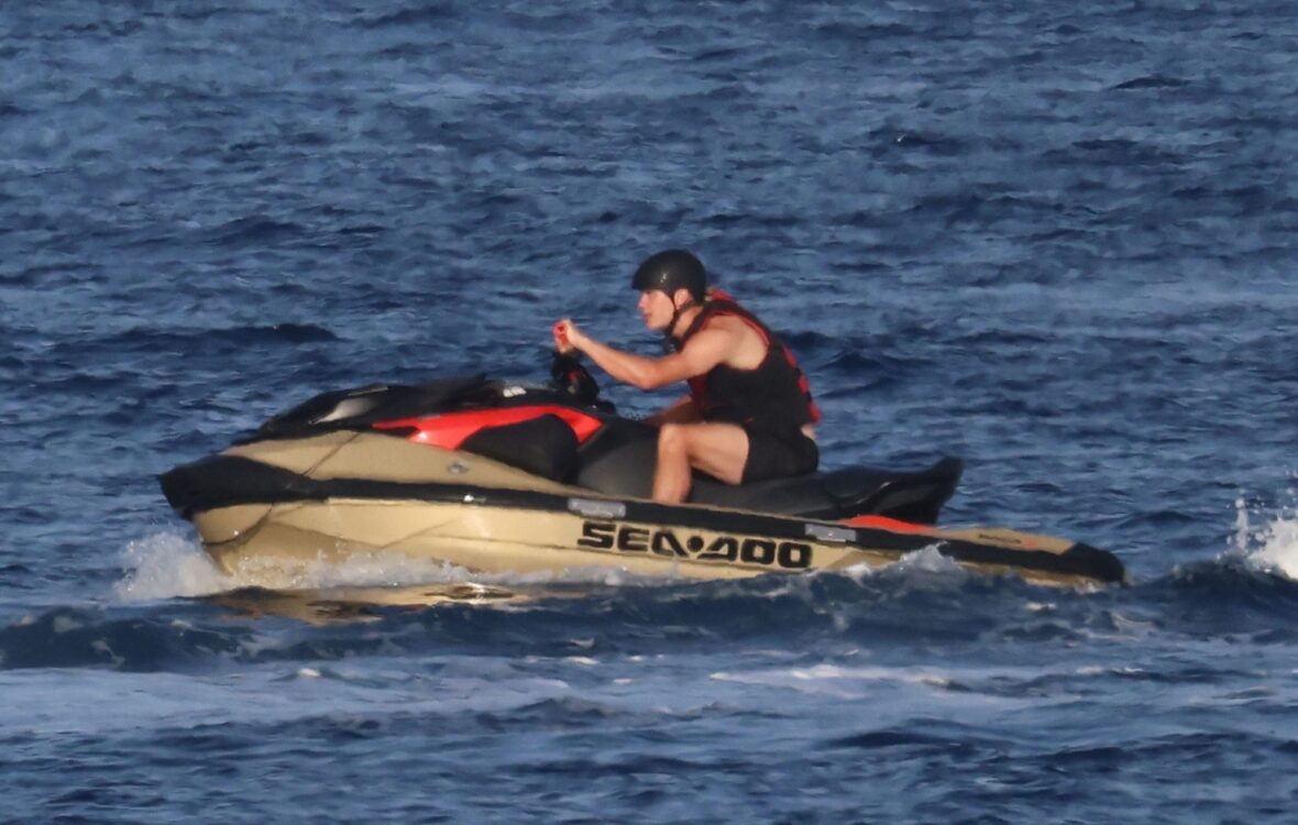 Erling Haaland shirtless on yacht