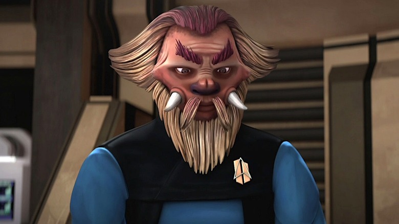 Noum wearing a black and blue uniform in Star Trek: Prodigy