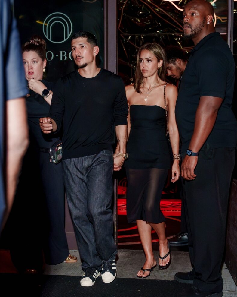 Jessica Alba and Danny Ramirez leave Raising Cane's party in NYC