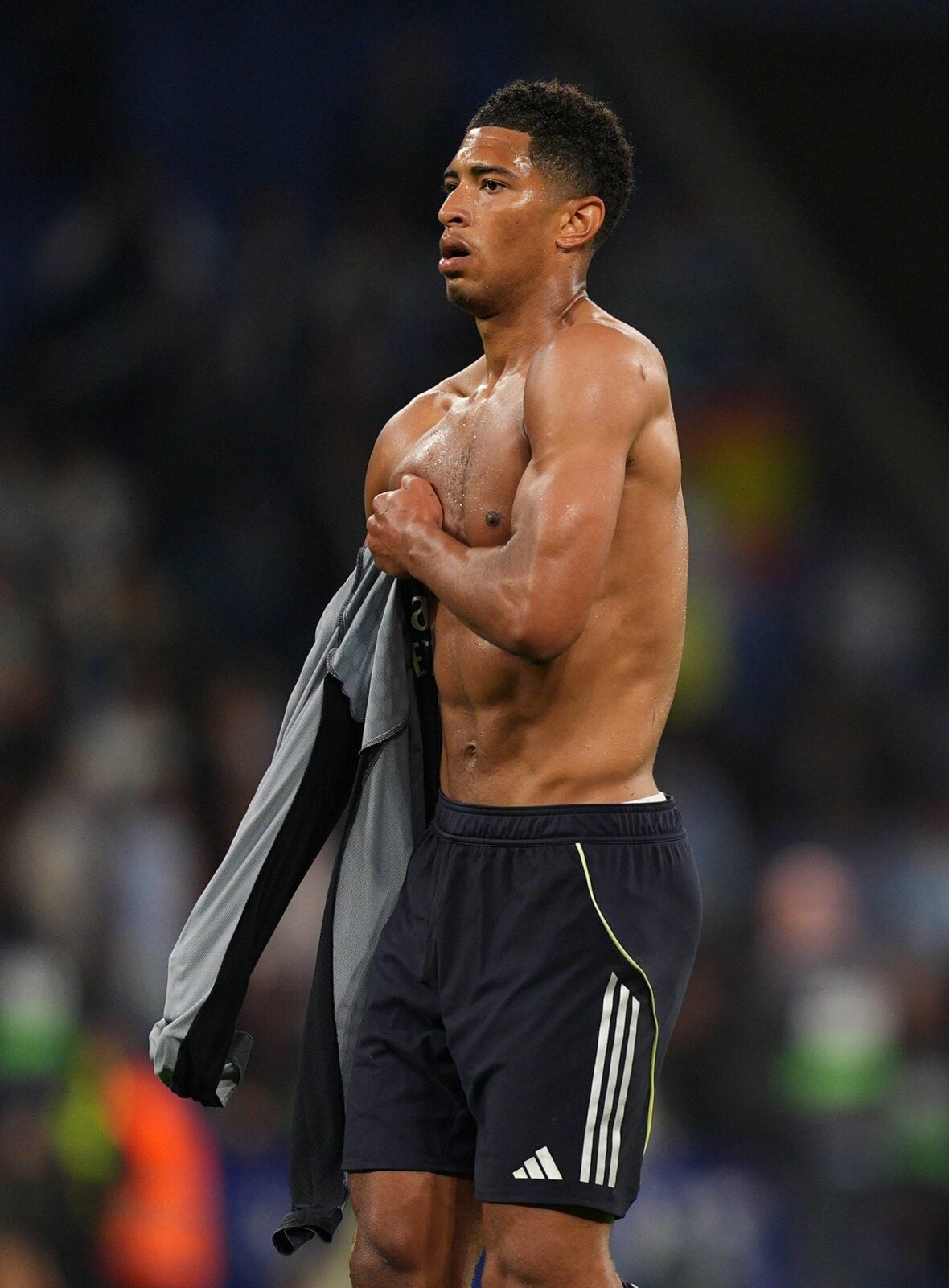 Jude Bellingham goes shirtless at a soccer match