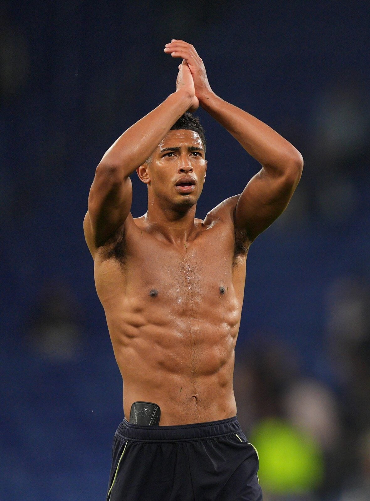 Jude Bellingham goes shirtless at a soccer match