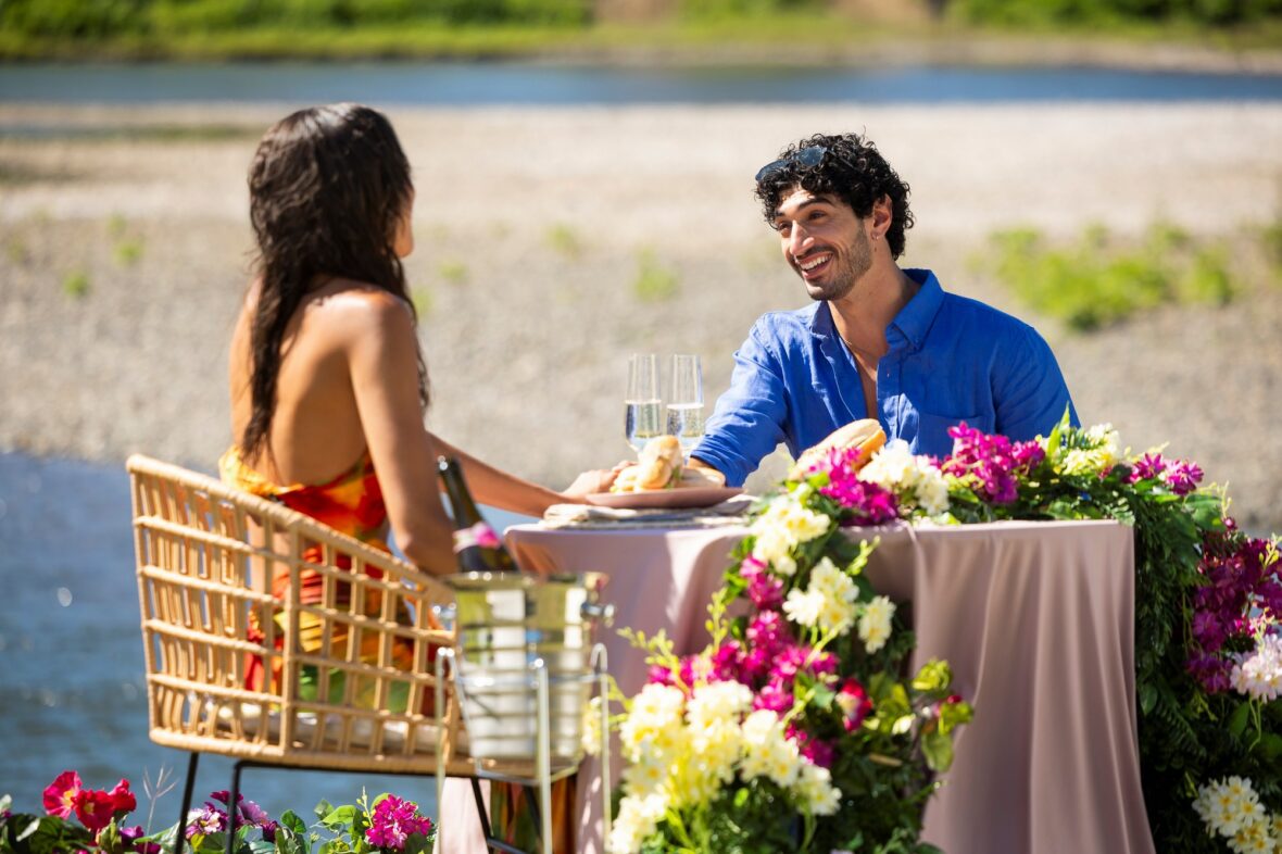 Still of Zach and Kayda on their finale date during the Love Island USA season 8 finale