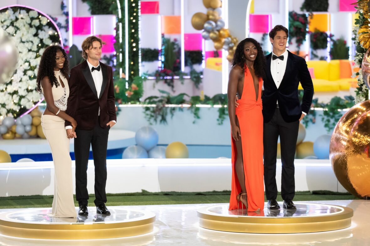 Still of Trinity and Bryce, and Aniya and Carl, during the Love Island USA season 8 finale