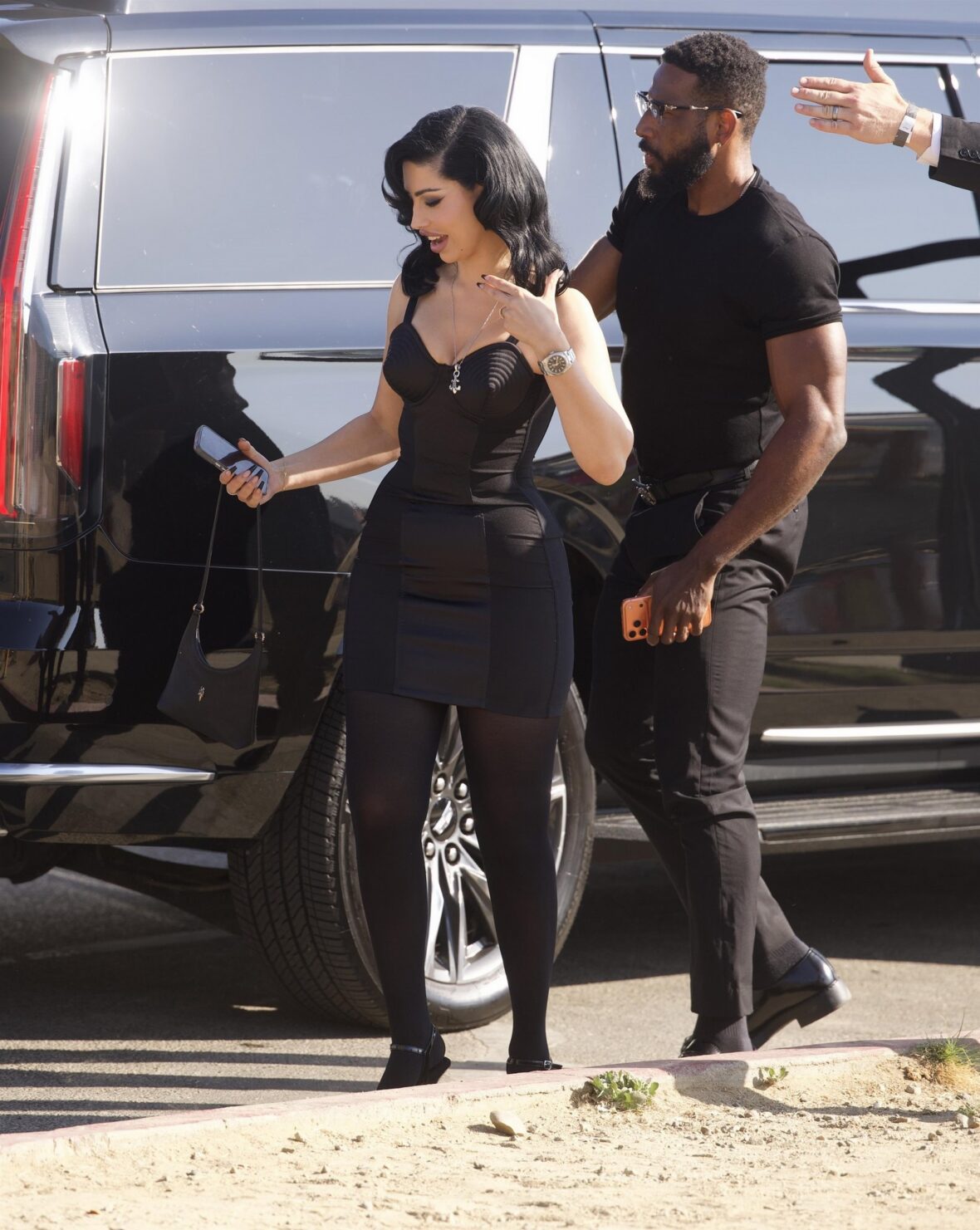 A guest arrives for Matty Healy and Gabriette's wedding in Los Angeles
