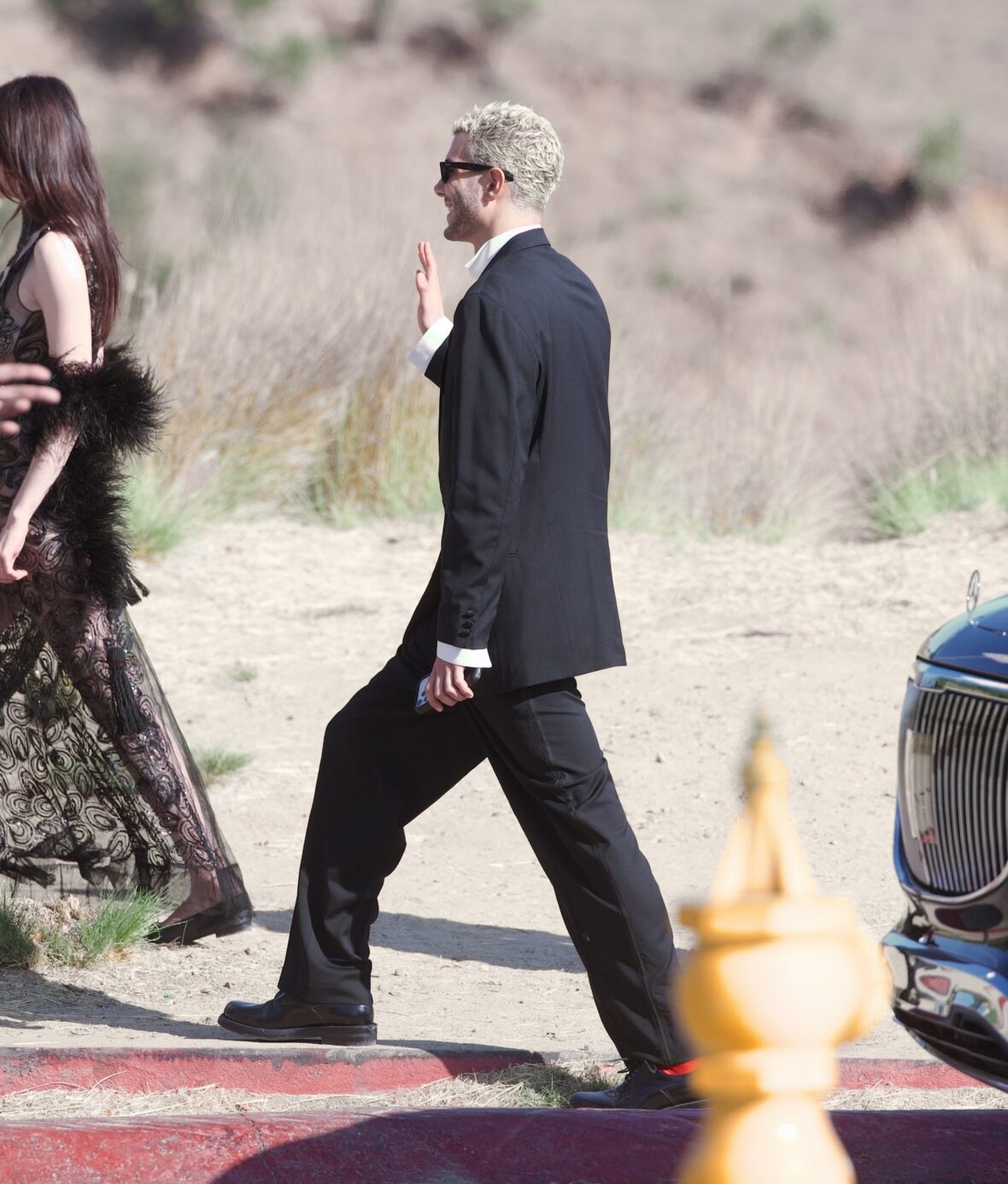 Fai Khadra arrives for Matty Healy and Gabriette's wedding in Los Angeles